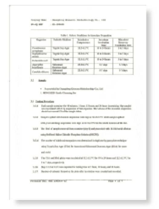 Document de contrôle microbien Minoseed
