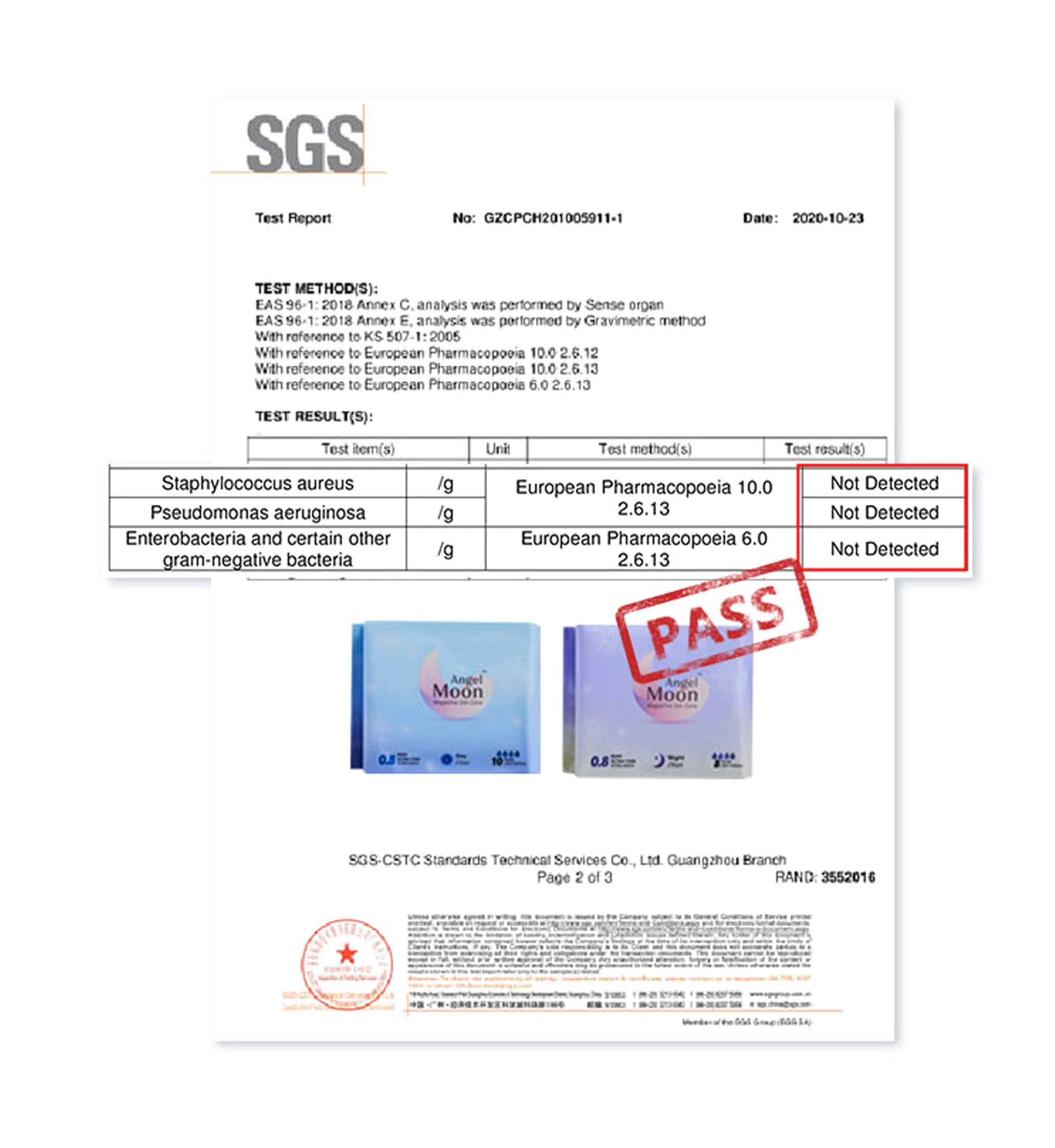 Test antibactérien des serviettes Angel Moon