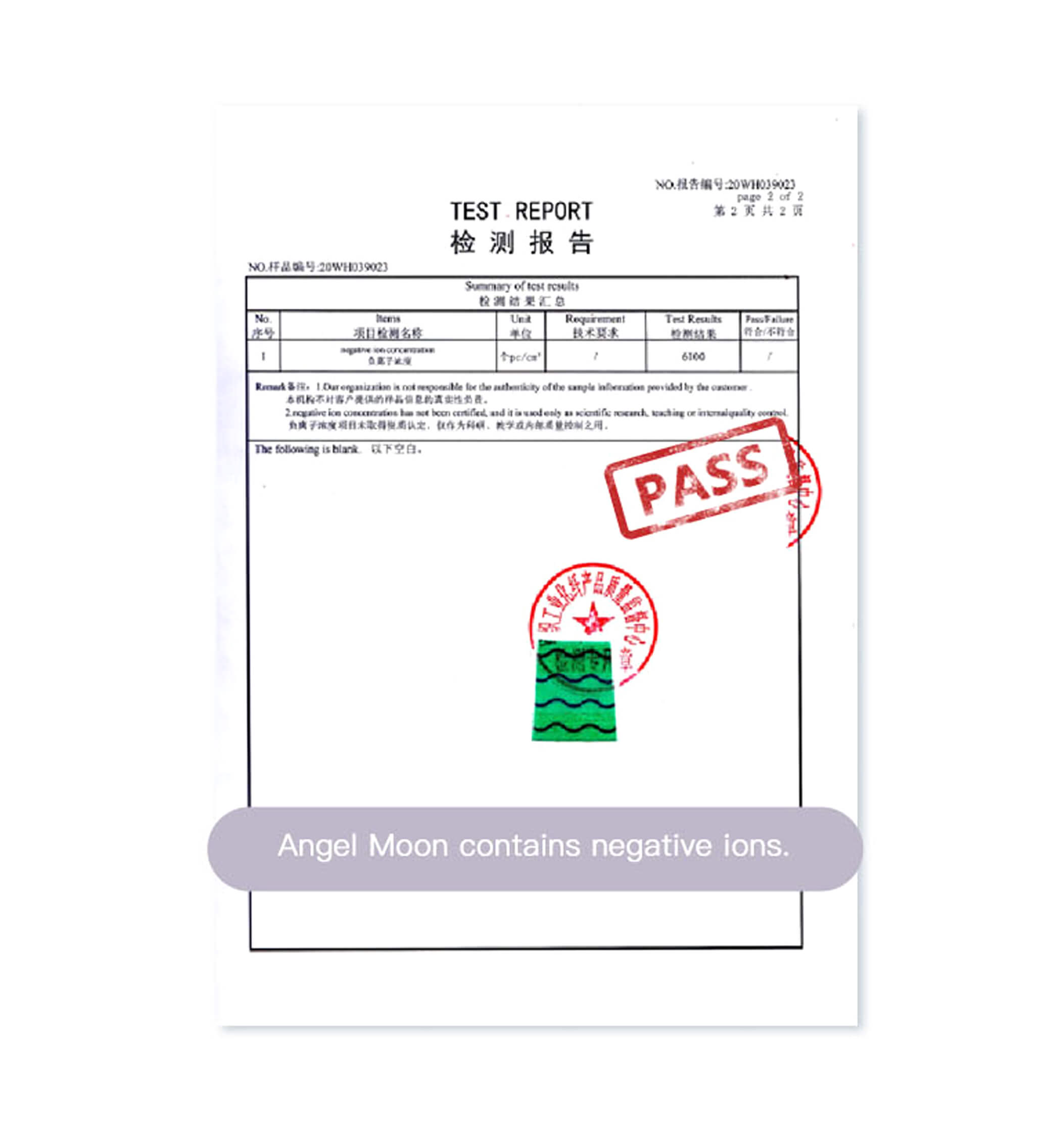 Document relatif aux ions négatifs Angel Moon